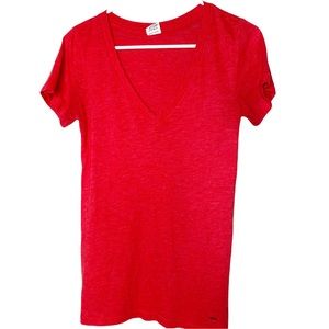 Pink V-Neck Tee Red Women’s Small